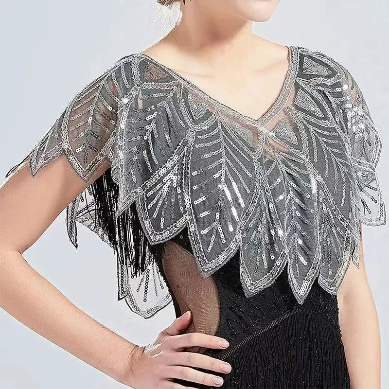 Leaf Sequin Capelet for Layering over Dresses and Tops