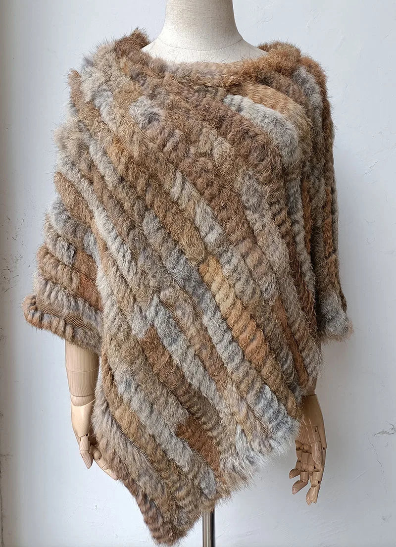 Textured Pointed Hem Poncho for Layering over Outfits
