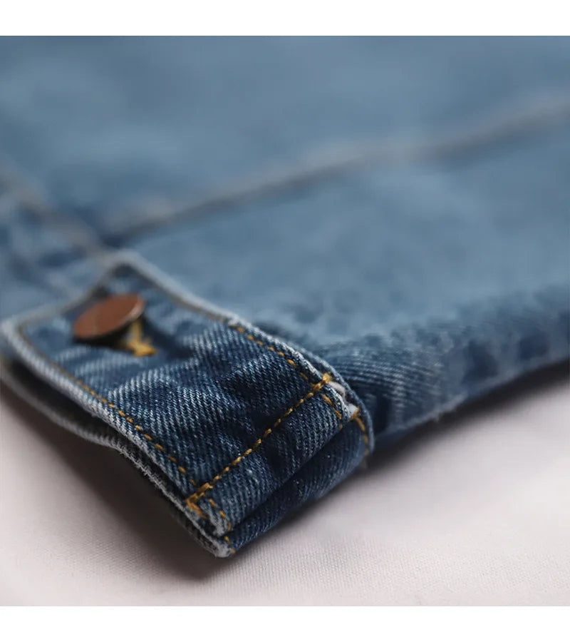Men's Fashion Plus Size Light Blue Denim Trucker Jacket Outwear Oversized Jean Jacket