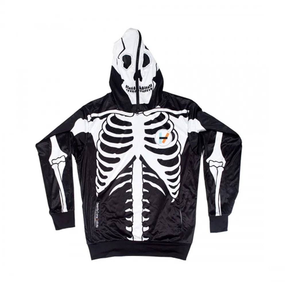 Skeleton Graphic Long Sleeve Full Zip Casual Hoodie