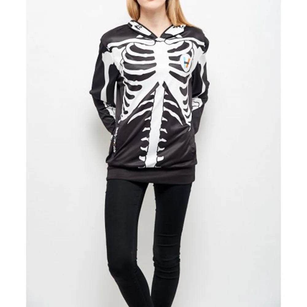 Skeleton Graphic Long Sleeve Full Zip Casual Hoodie