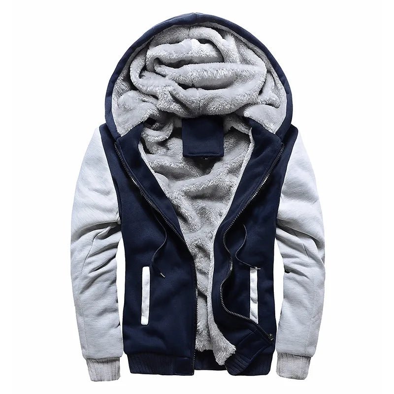Men's Contrast Sleeve Fleece Lined Hooded Jacket