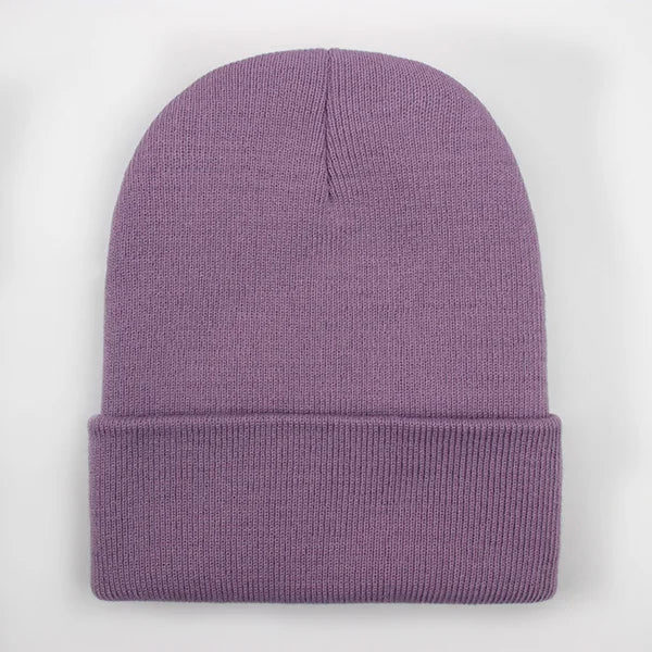 Solid Knit Beanie with Folded Cuff and Color Options