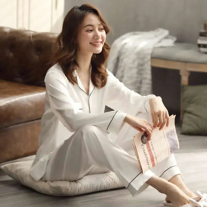 Men's Satin Look Button Front Shirt and Pants Pajama Set