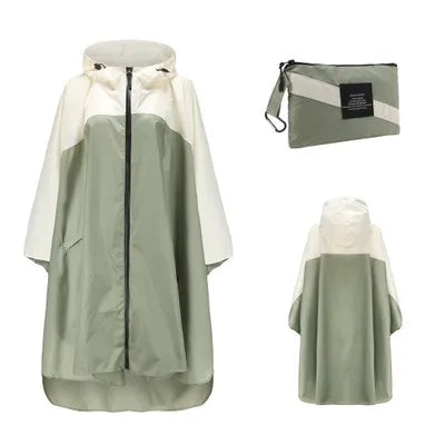 Hooded Printed Poncho for Layering over Tops and Dresses
