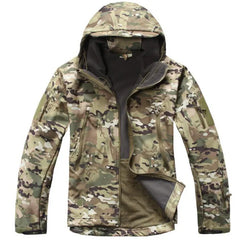 Men Military Tactical Hiking Jacket Outdoor Windproof Fleece Thermal Sport Waterproof Hunting Clothes Hooded Army Camo Outerwear