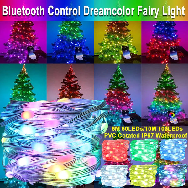 IP67 Smart Light Garland LED String Lights Bluetooth Fairy Lights Music Sync Christmas Lights Waterproof Lamp Wedding Decoration