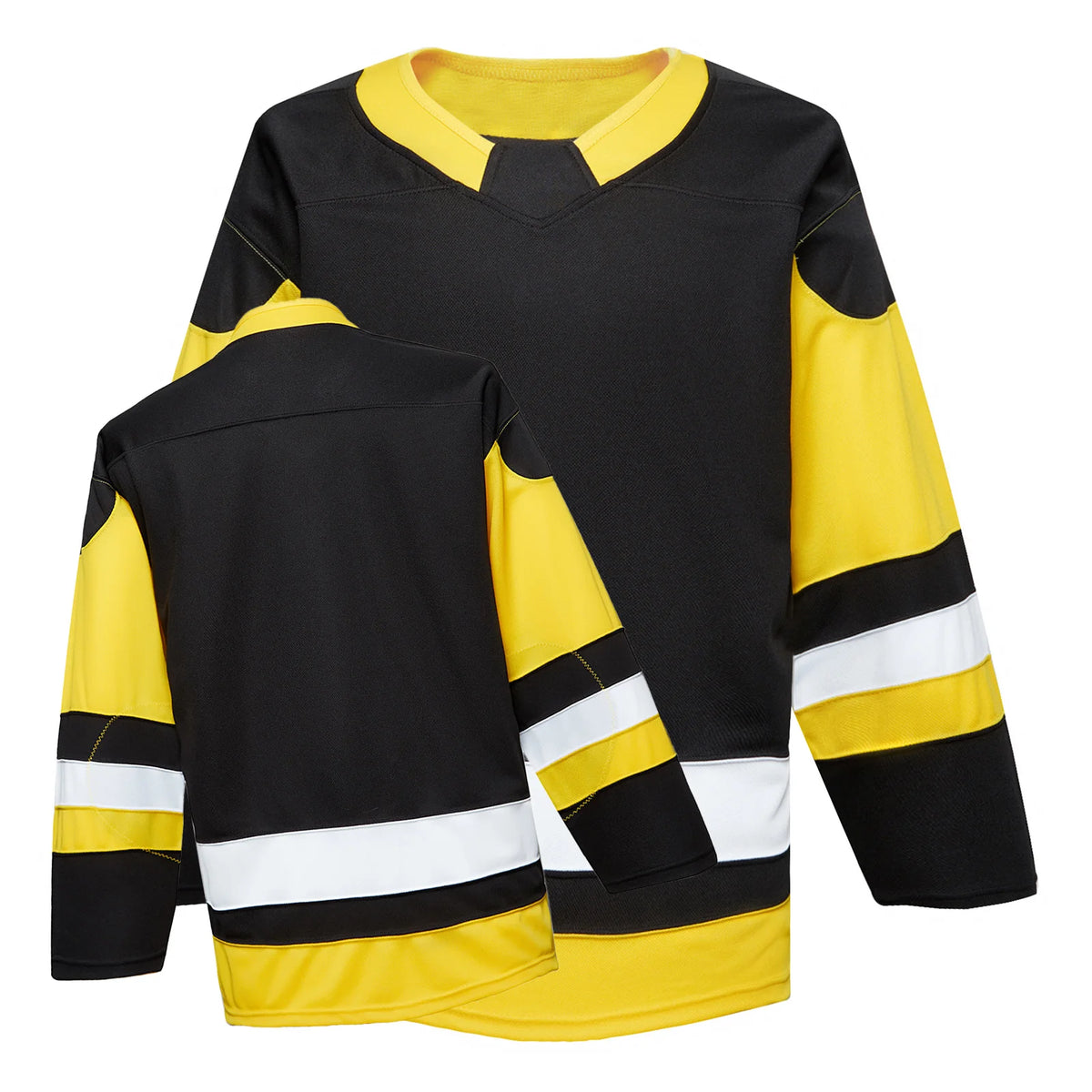 Blank Long Sleeve Ice Hockey Practice Jersey with Contrast Stripes