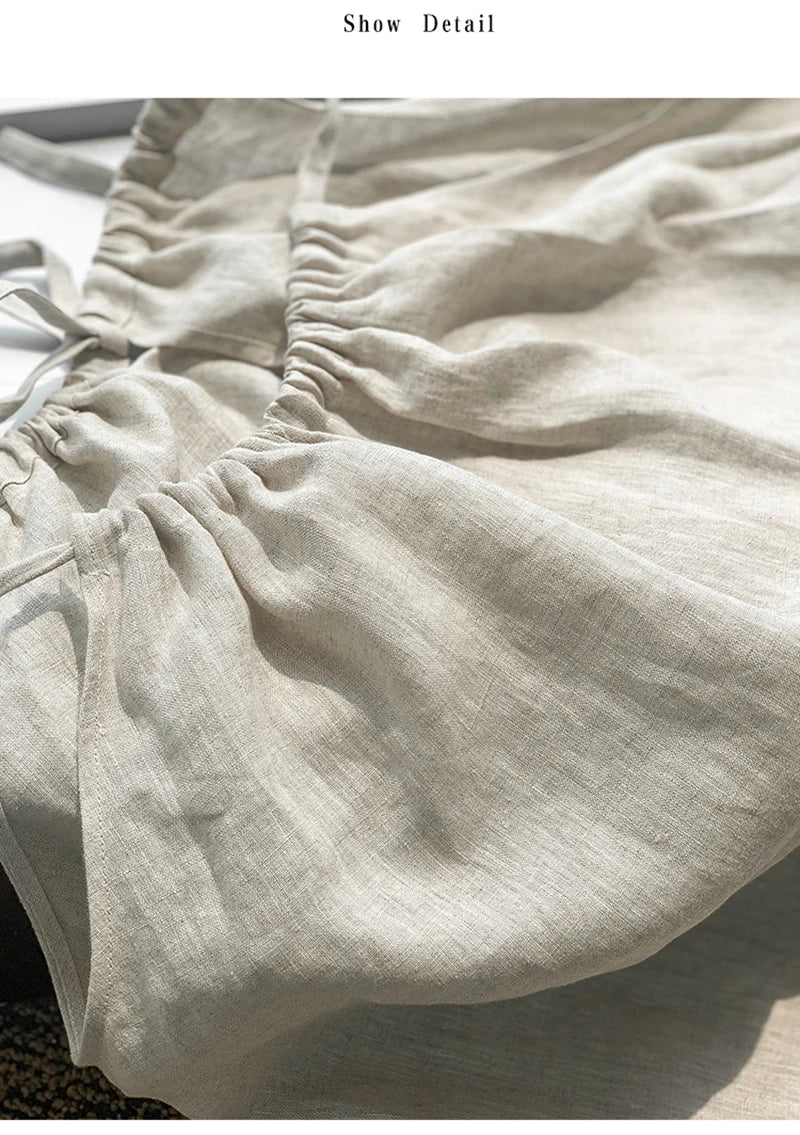 Women's Linen Sleeveless Tank Top with Gathered Neckline for Casual Summer Outfits