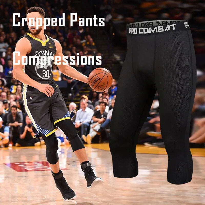 Men's Cropped Training Leggings for Gym and Running