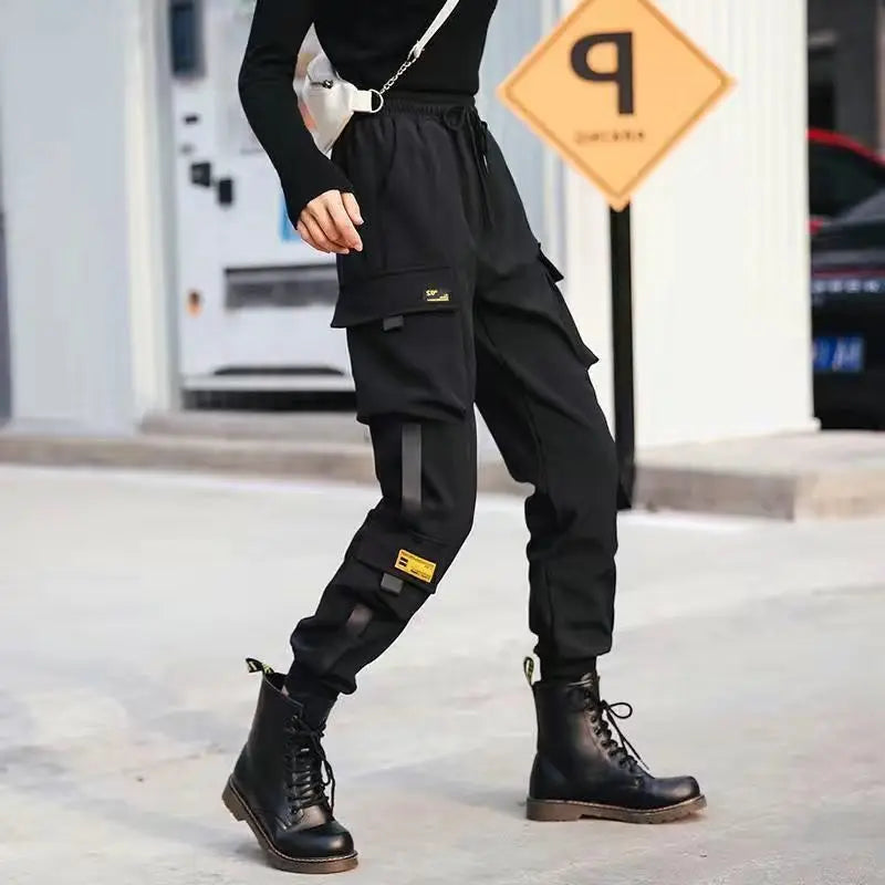 Women's Cargo Joggers with Contrast Panel and Strap Style Options