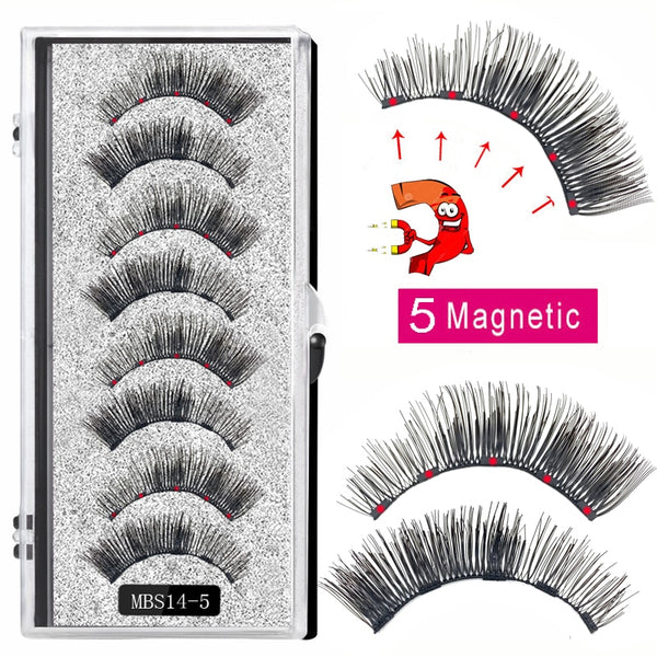 4 pairs 5 Magnet Magnetic False Eyelashes 3D Lasting Magnetic Eyelashes Natural Artificial Mink lashes Faux Cils Magnetique