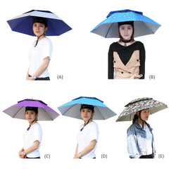 Portable Rain Umbrella Hat Army Green Foldable Outdoor Pesca Sun Shade Waterproof Camping Fishing Headwear Cap Beach Head Hats