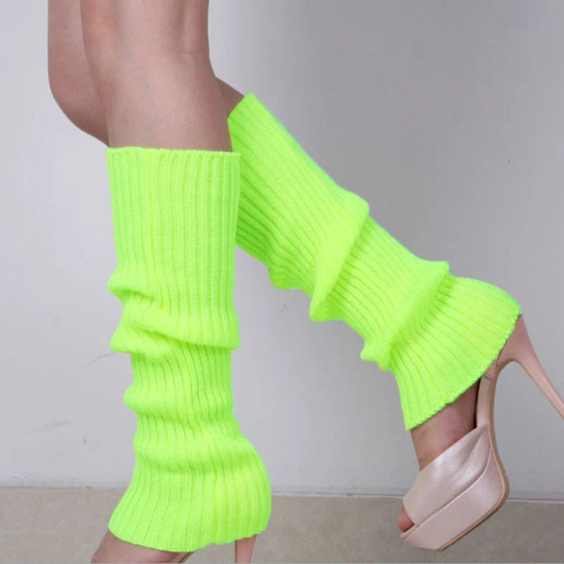 Solid Ribbed Calf Leg Warmers with Slouchy Knit Shape