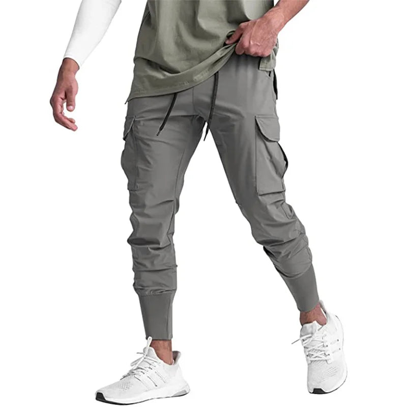 Men's Multi Pocket Drawstring Waist Casual Cargo Pants