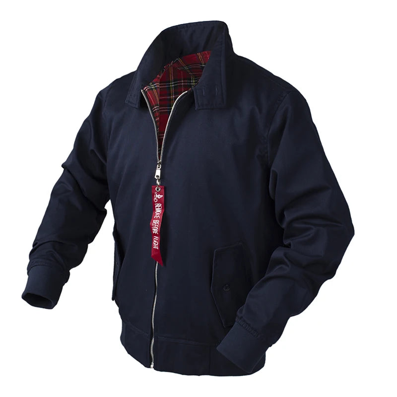 Men jacket autumn thin EU size vintage classic bomber coat inner plaid jacket