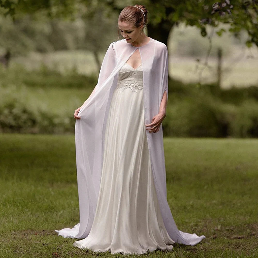 Long Sheer Bridal Cape for Layering over Outfits