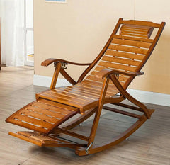 Heavy Duty Bamboo Rocking Chair Adjustable Lounge Recliner Leisure Living Room