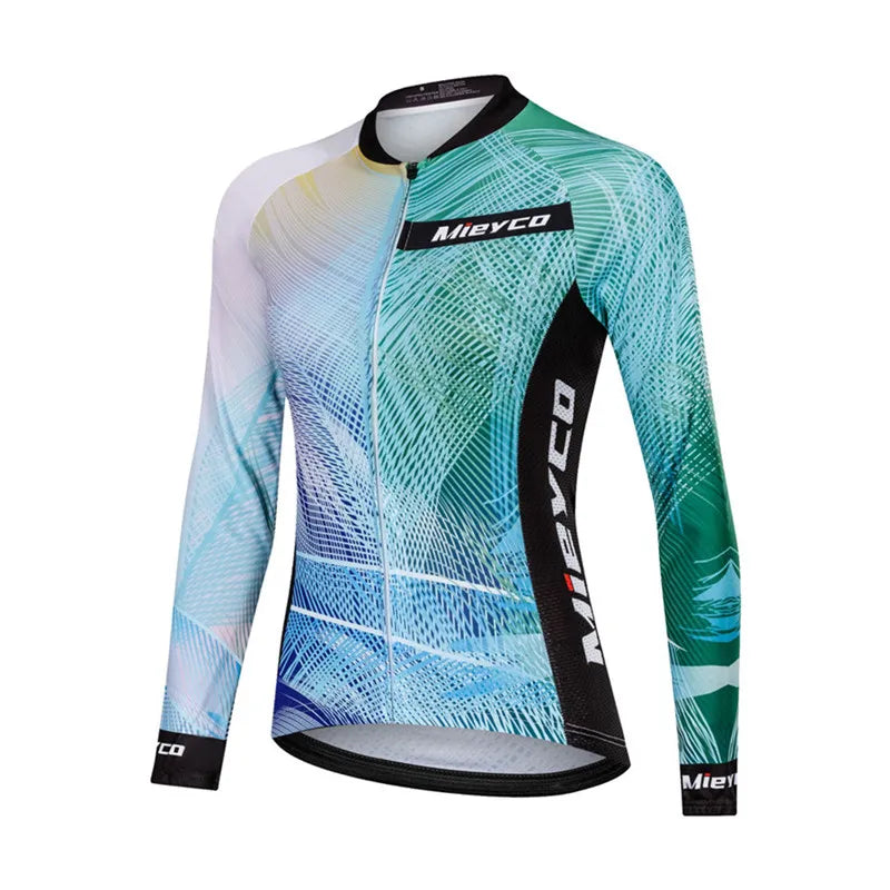 Women Long Sleeve Cycling Jersey Set MTB Bike Pants Kit Breathable Sportswear