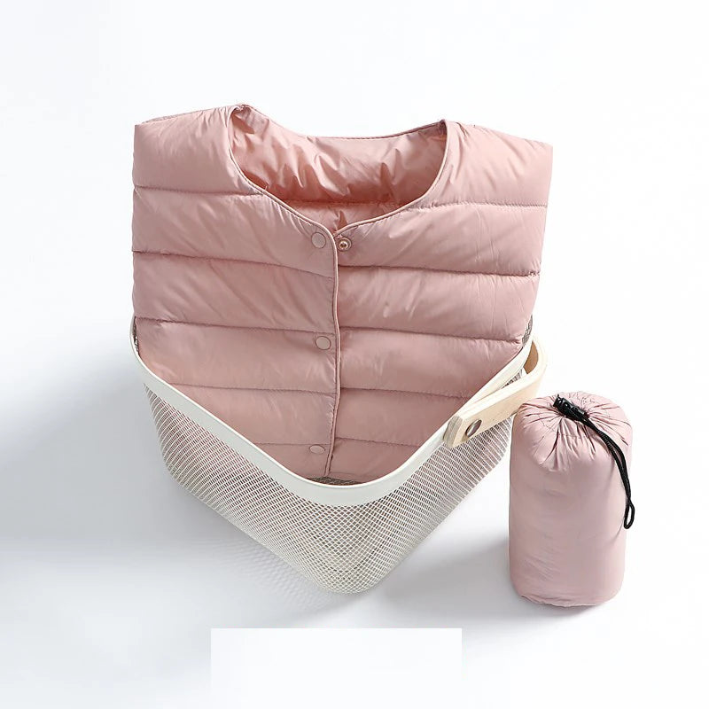 Women's Nylon-Polyester Duck-Down Quilted Long-Sleeve Button-Front Jacket for Casual Everyday Layered Outfits