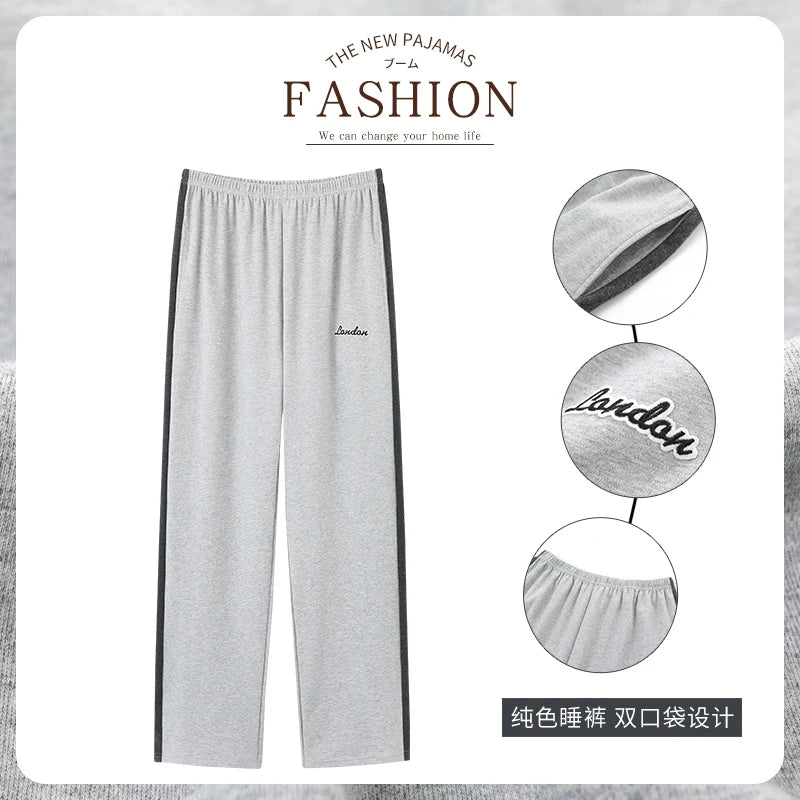 Men's Plaid Elastic Waist Straight Leg Cotton Pajama Pants