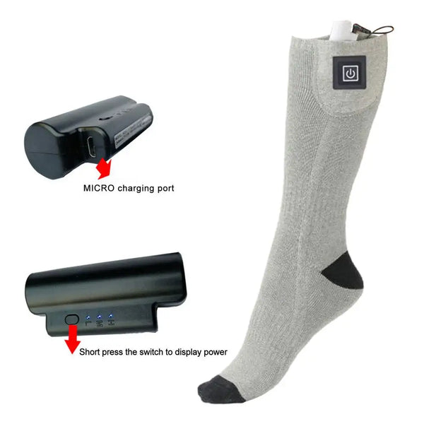 Winter Electric Heating Socks 3 Levels Adjustable Temperature Foot Warmer Battery Box Warm Sock For Cycling Camping Fishing