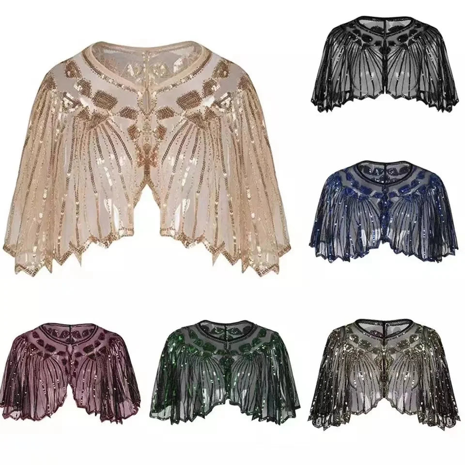 Beaded Sequin Capelet for Layering over Dresses and Tops