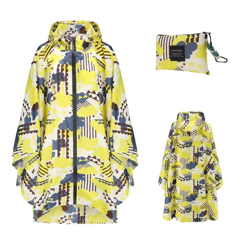 Hooded Printed Poncho for Layering over Tops and Dresses