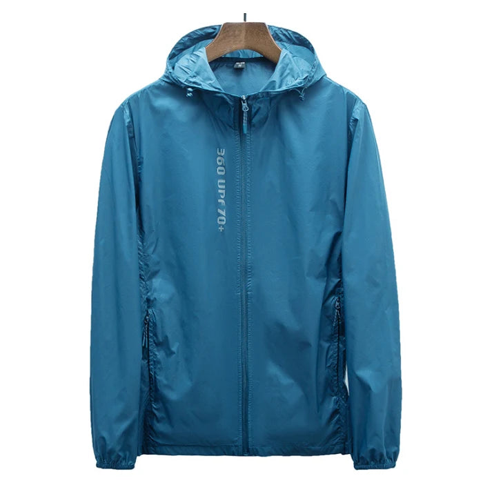 Hooded Long Sleeve Full Zip Outdoor Hiking Jacket with Pockets