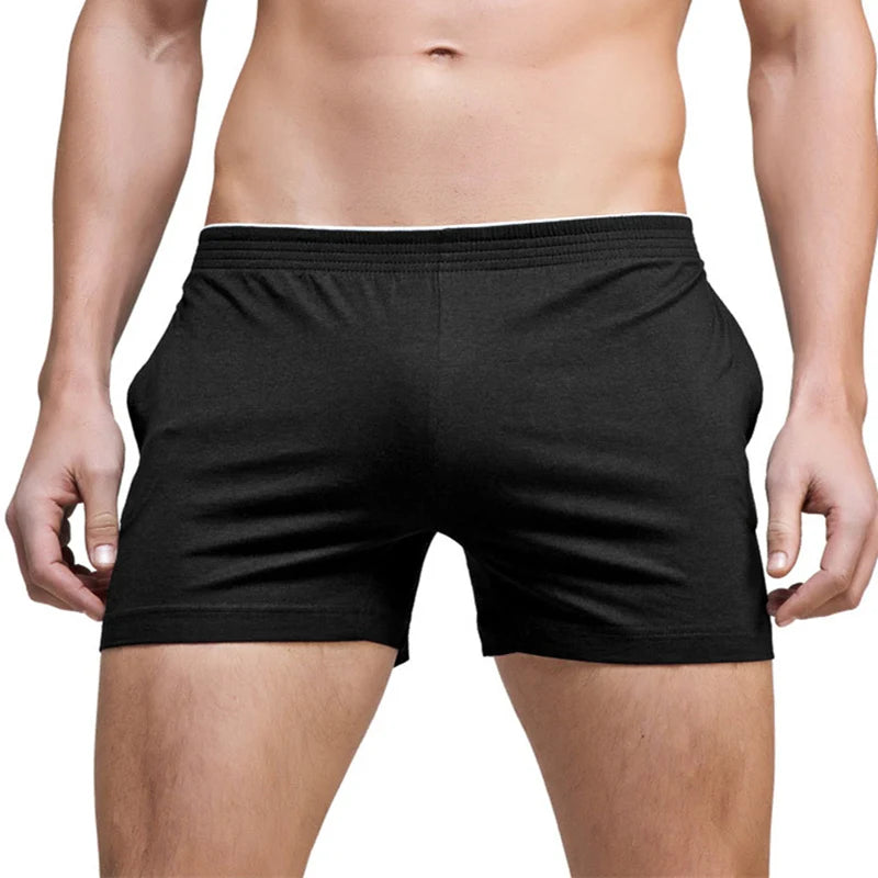 Men's Solid Fitted Boxer Style Lounge Sleep Shorts