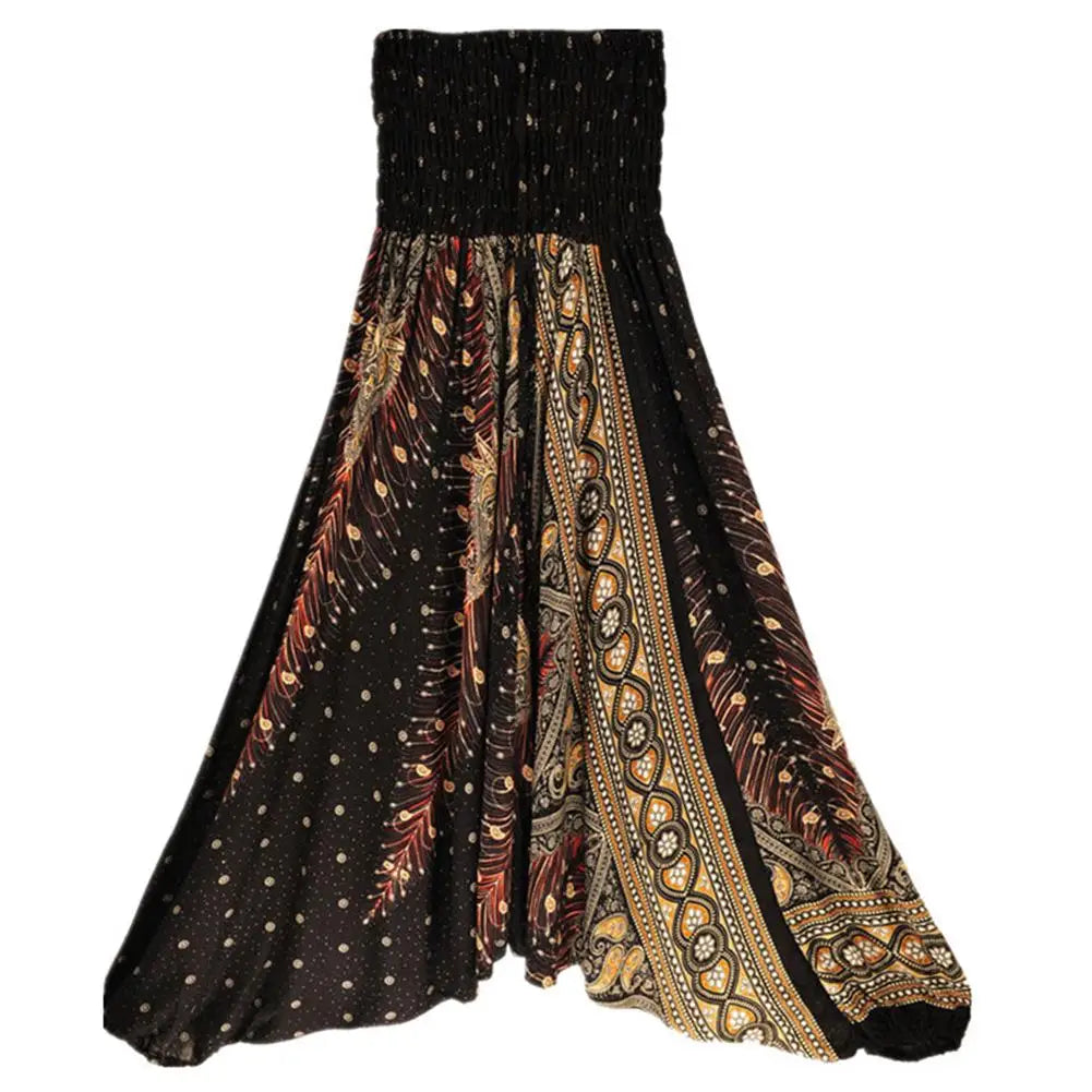Unisex Cotton Harem Pants with Printed Convertible One Piece Styling