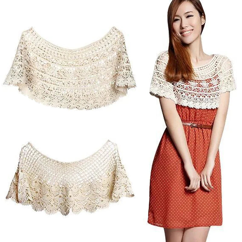 Crochet Lace Capelet for Layering over Dresses and Tops