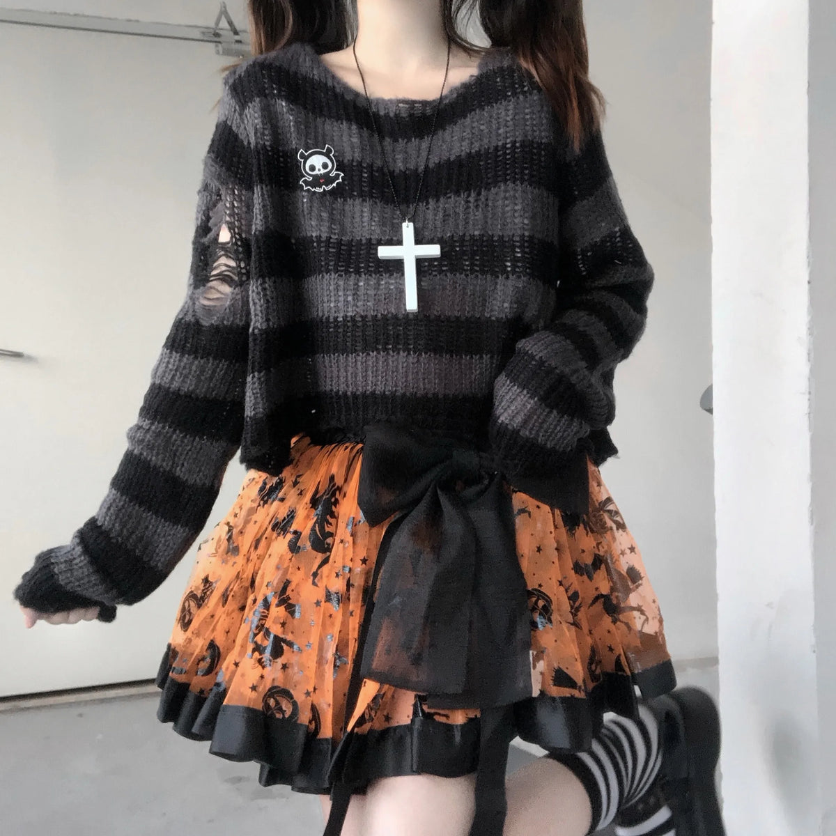Women's Striped Long Sleeve Knit Sweater Casual Knit Layer