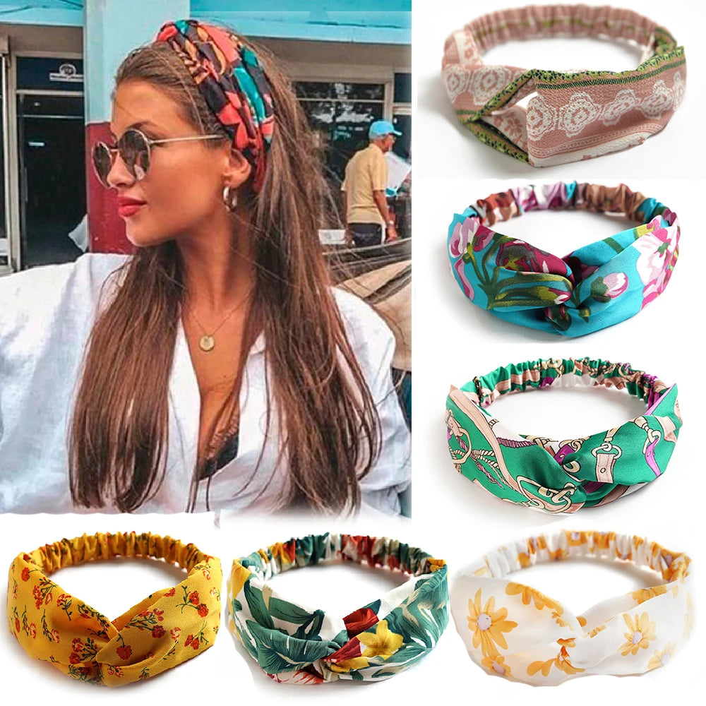 Floral Print Twist Front Elastic Headband for Everyday Hair Styling