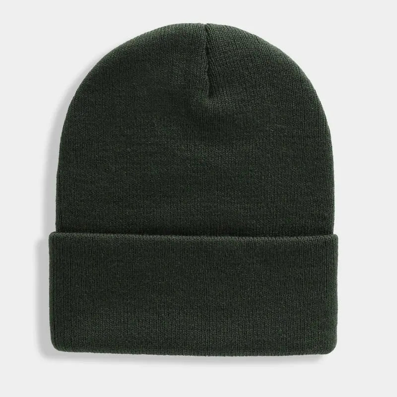 Solid Knit Beanie with Folded Cuff and Color Options