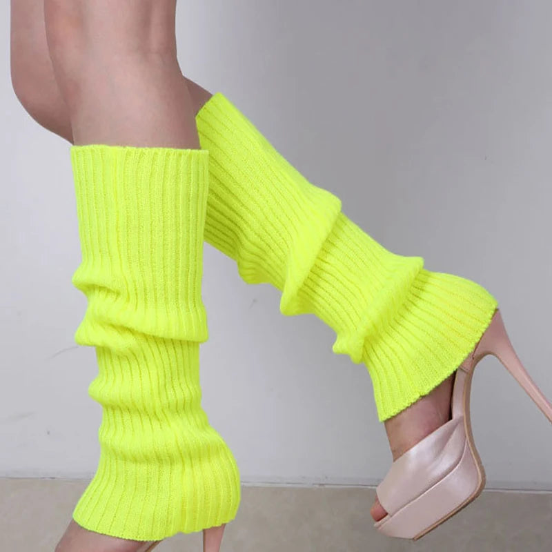 Solid Ribbed Calf Leg Warmers with Slouchy Knit Shape