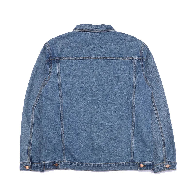 Men's Fashion Plus Size Light Blue Denim Trucker Jacket Outwear Oversized Jean Jacket