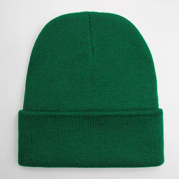 Solid Knit Beanie with Folded Cuff and Color Options