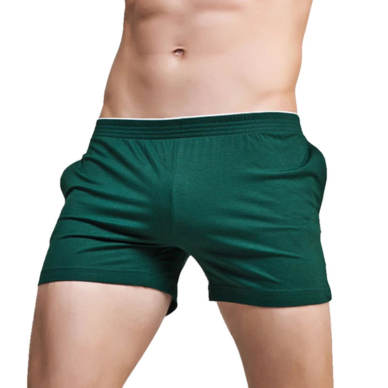 Men's Solid Fitted Boxer Style Lounge Sleep Shorts