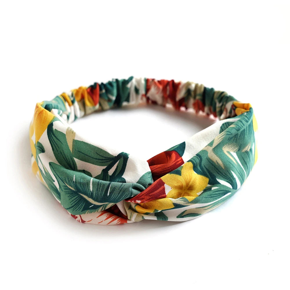 Floral Print Twist Front Elastic Headband for Everyday Hair Styling
