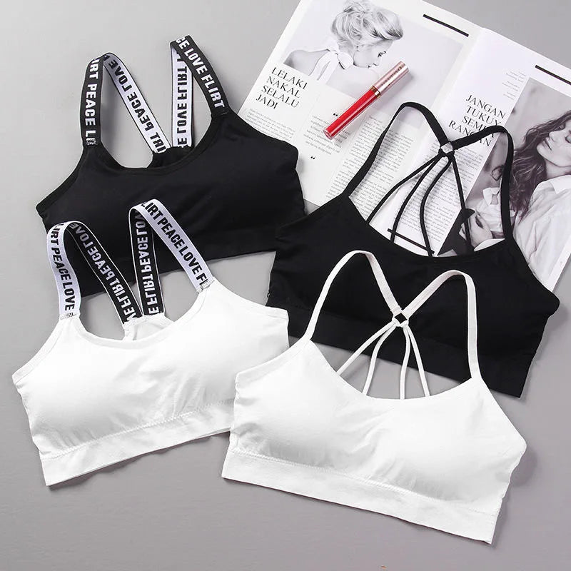 Women's Multi Strap Sports Bra with Letter Strap Options