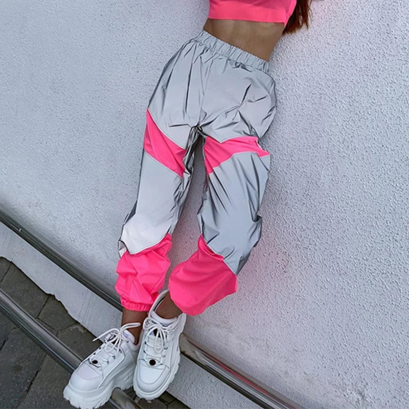 Women's Color Block Joggers with Drawstring Waist and Elastic Cuffs