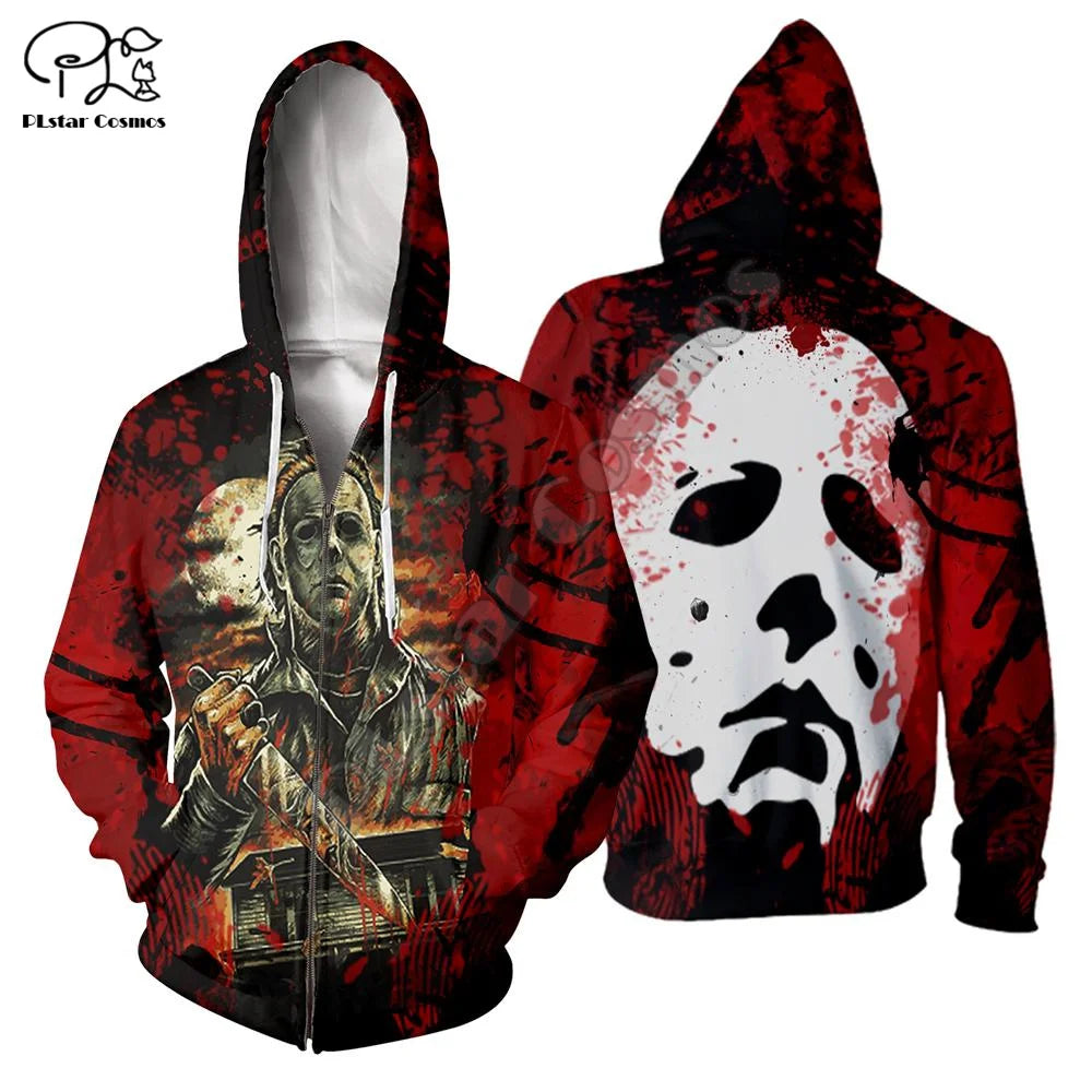 Michael Myers Graphic Long-Sleeve Pullover Hoodie