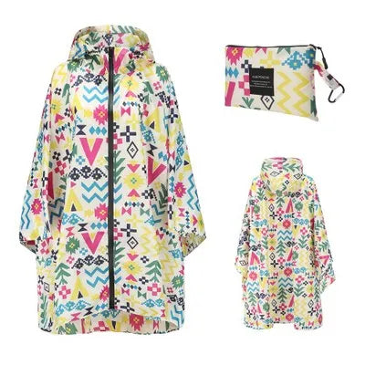 Hooded Printed Poncho for Layering over Tops and Dresses