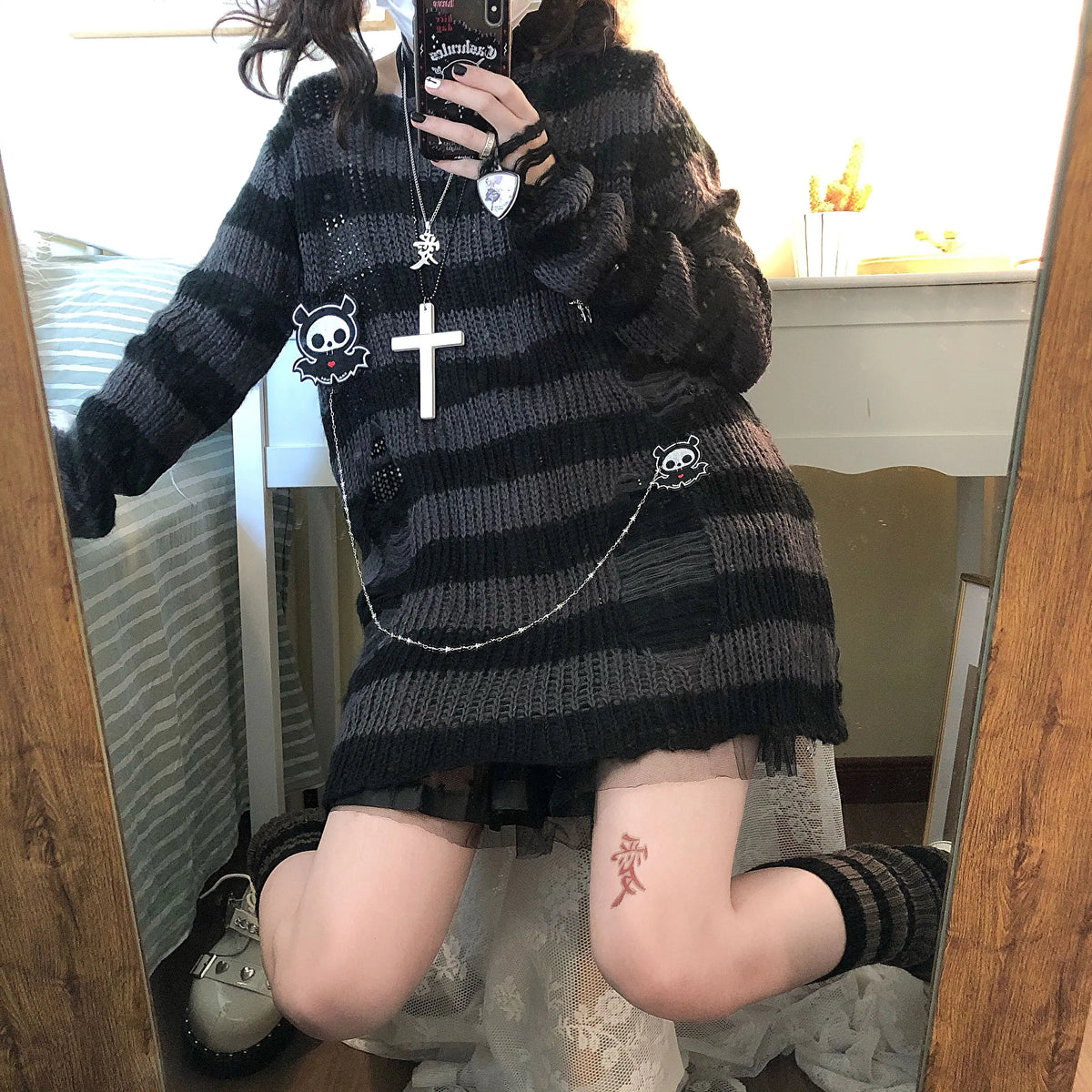 Women's Striped Long Sleeve Knit Sweater Casual Knit Layer