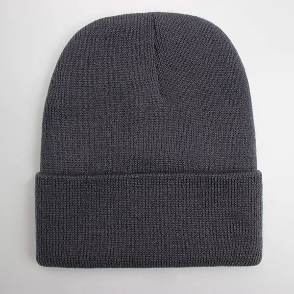 Solid Knit Beanie with Folded Cuff and Color Options