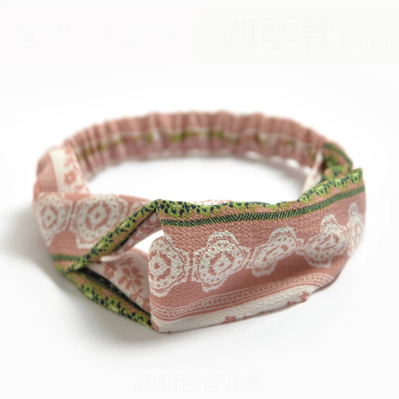 Floral Print Twist Front Elastic Headband for Everyday Hair Styling