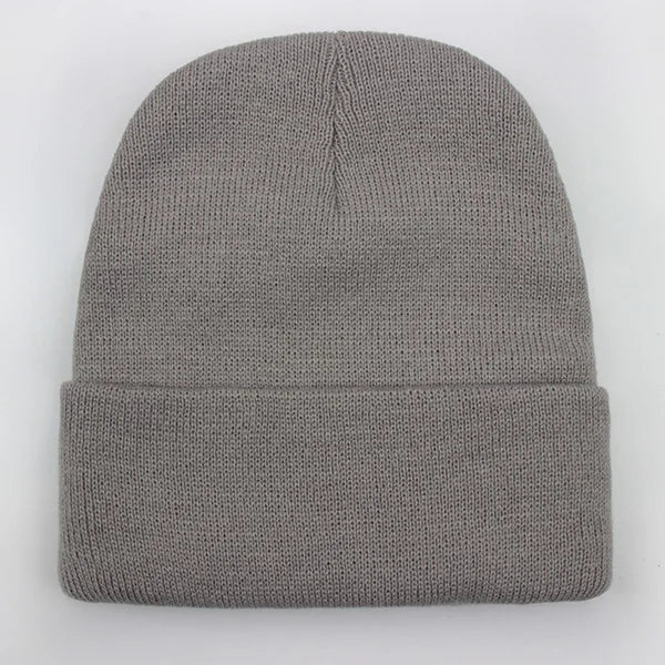 Solid Knit Beanie with Folded Cuff and Color Options