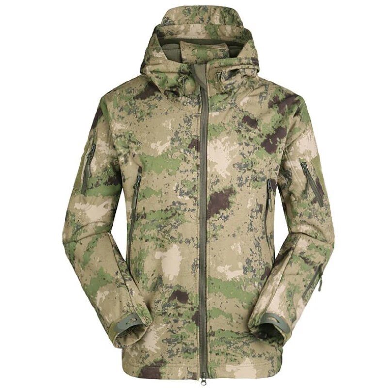 Men Military Tactical Hiking Jacket Outdoor Windproof Fleece Thermal Sport Waterproof Hunting Clothes Hooded Army Camo Outerwear