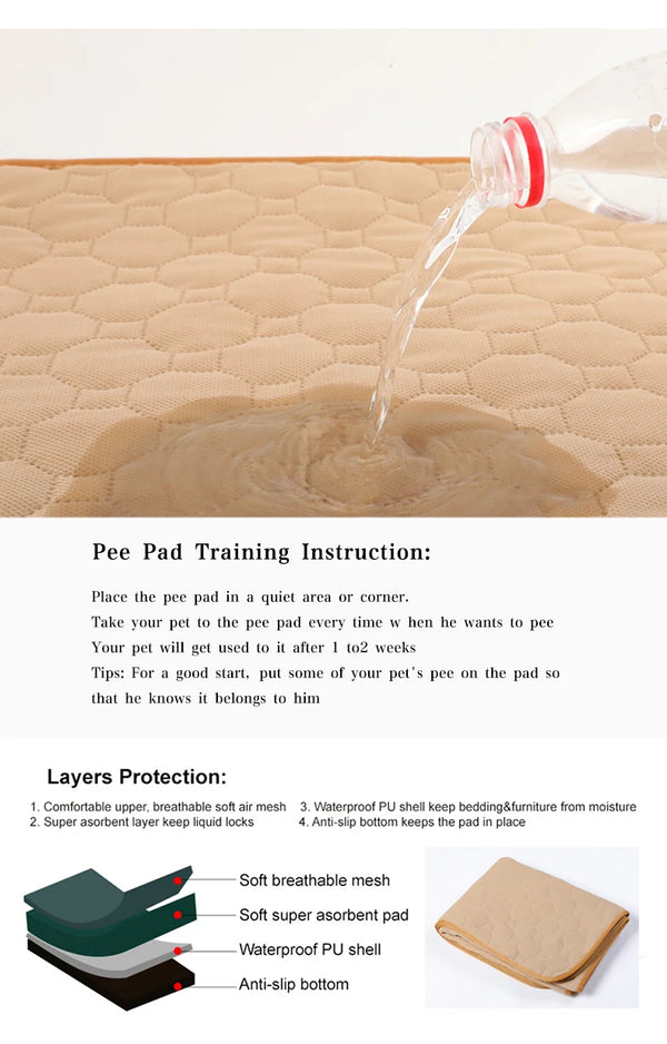 Reusable Pet Diaper Mat for Dogs Training Pee Pads Washable Dog Bed Mats Fast Absorbing Puppy Urine Pad Rug Dog Supplies